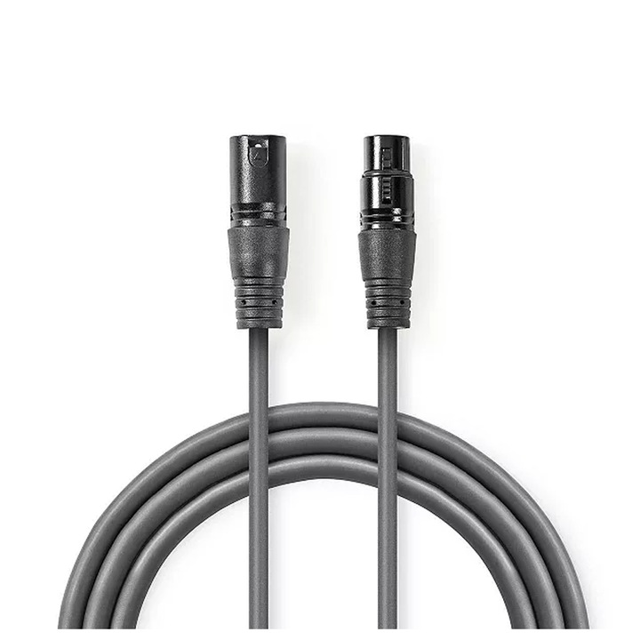 Digitális kábel DMX 110 Ohm XLR 3 tűs dugó - XLR 3 tűs anya 15 m szürke Nedis