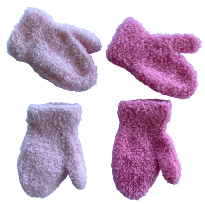 Set 2 perechi, Manusi pentru copii 1-4 ani din plus, Roz