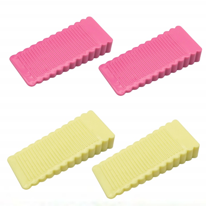 Комплект от 4 х силиконови стопера за врати, enkourakoko®, 9,3 x 1,5 x 4 см, бежово / розово