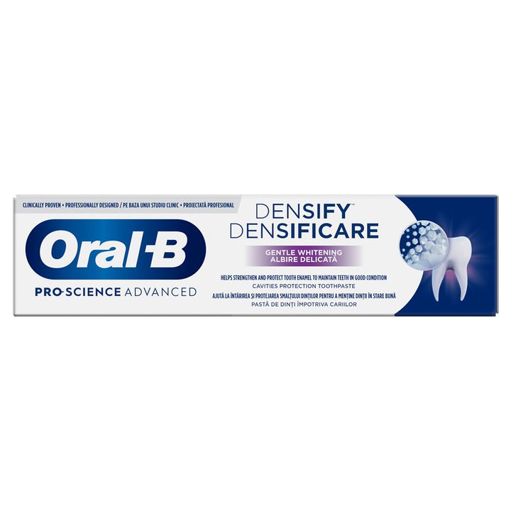 Паста за зъби, Oral-B, уплътнява, нежно избелваща, нежно избелва и помага за укрепване на зъбния емайл, 65 ml