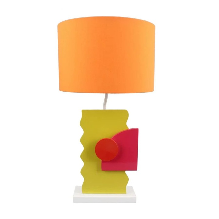 Декоративна лампа от MDF и метал, ø 30 x H59 см, Оранжев, Mauro Ferreti