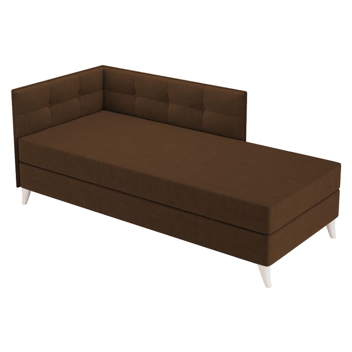 Pat o persoana Story, fix, tapitat stofa, 193 x 83 x 75 cm, Maro