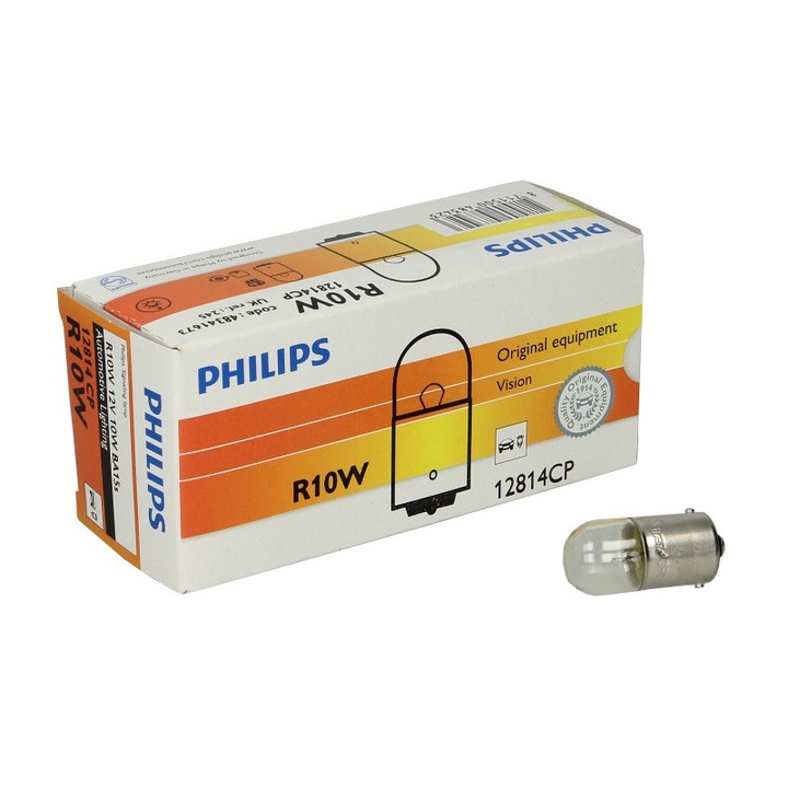 Set 10 bucati bec R10W 12V 10W, BA15S PHILIPS
