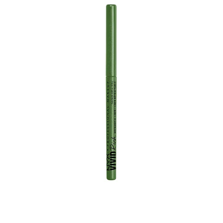 Creion mecanic pentru conturarea ochilor cu finisaj metalizat, Nyx Vivid Rich Mechanical, 09 verde deschis, 0.28 g