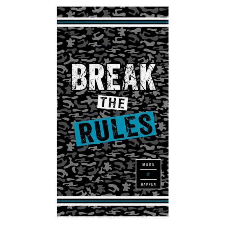 Prosop din bumbac pentru plaja Antbro®, model camuflaj Break the Rules, uscare rapida, multicolor, 70x140cm