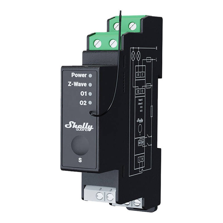Releu Shelly Qubino Pro 2PM, Z-Wave, Contor de Energie, Din Rail, 2 ...