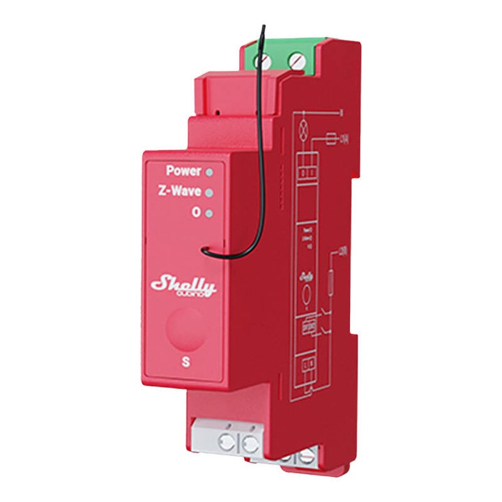 WiFi relé Shelly Qubino Pro 1PM, Din Rail, 1 csatornás energiaméréssel, 16A, Piros