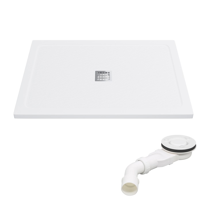 Cadita de dus, Antiderapante, Cu sifon, Scurgere rapida, 120x80 cm