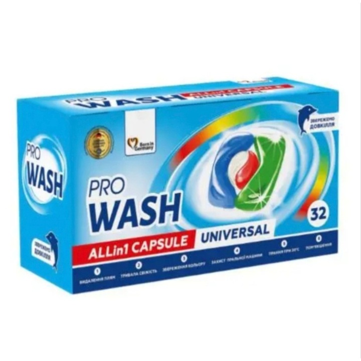 Pro Wash All in one mosószer kapszula univerzális, 32 db