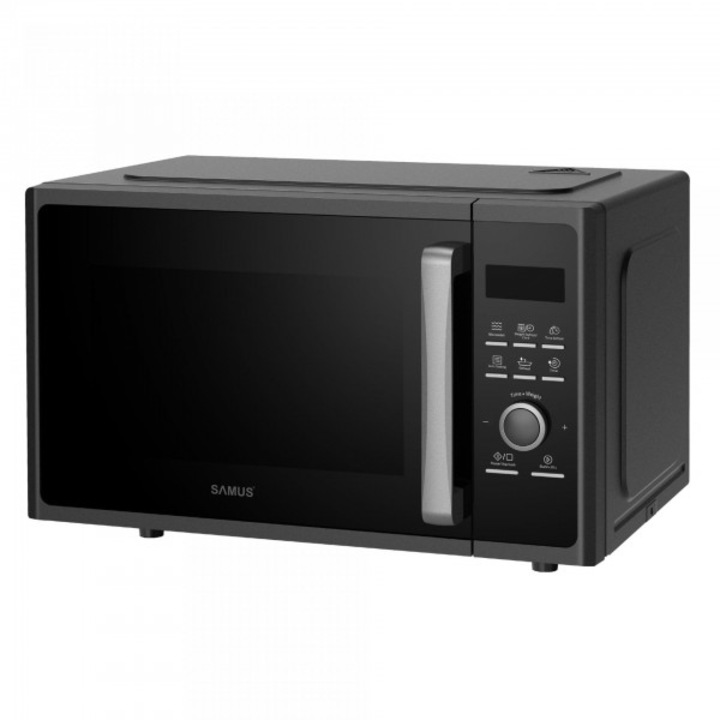 Cuptor cu microunde Samus SMC-23DB2, 23 L, 800 W, 5 Nivele de putere, Digital, 8 Programe de preparare, Dezghetare, Negru