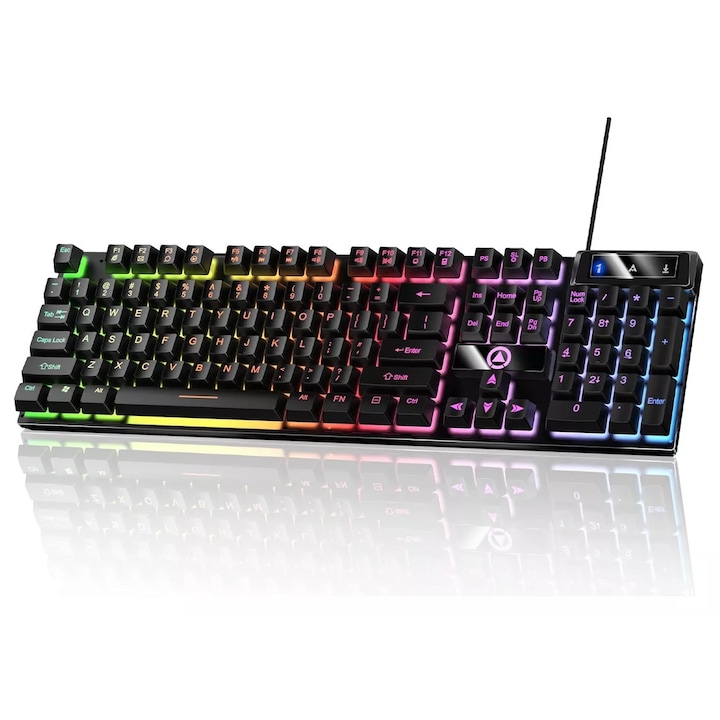 Механична клавиатура за игри, RGB Dytimeem, E310, Черен