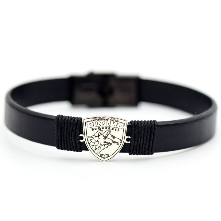 Bratara din piele naturala simbol Echipa preferata Dinamo – Argint 925