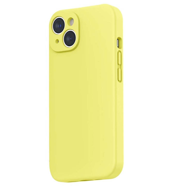 Husa BestCase® Premium Silicon, Compatibila Cu Apple iPhone 15, 1.2MM Slim, Microfibra in interior, Antisoc, Rezistent la socuri, Protectie Camera, Margini ridicate pentru protectia ecranului, Yellow