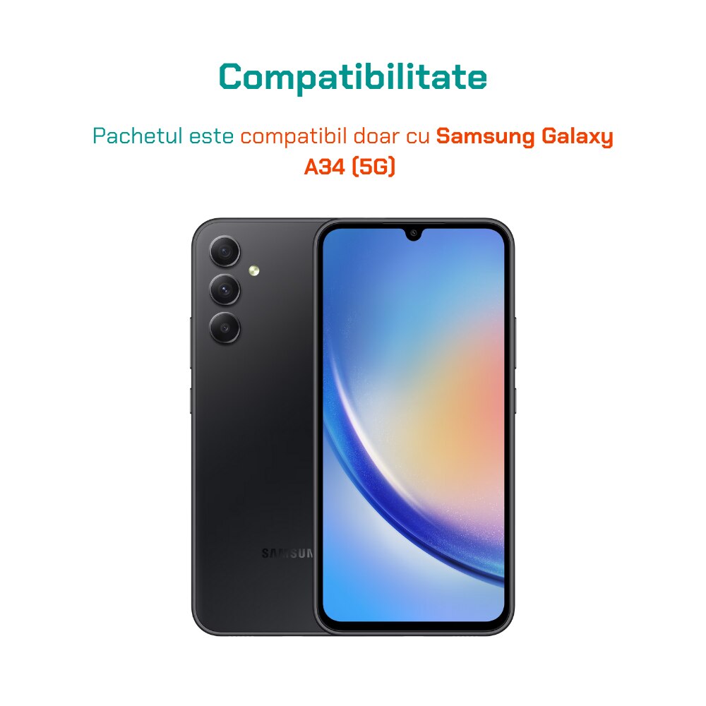 Husa pentru Samsung A34 5G Antisoc Bermek - Folie sticla - Folie privacy, TPU, Transparent