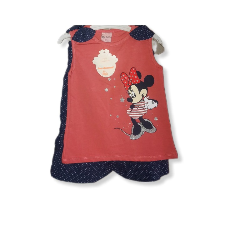 Compleu pentru fetite MINNIE MOUSE, bumbac, roz inchis, Coral