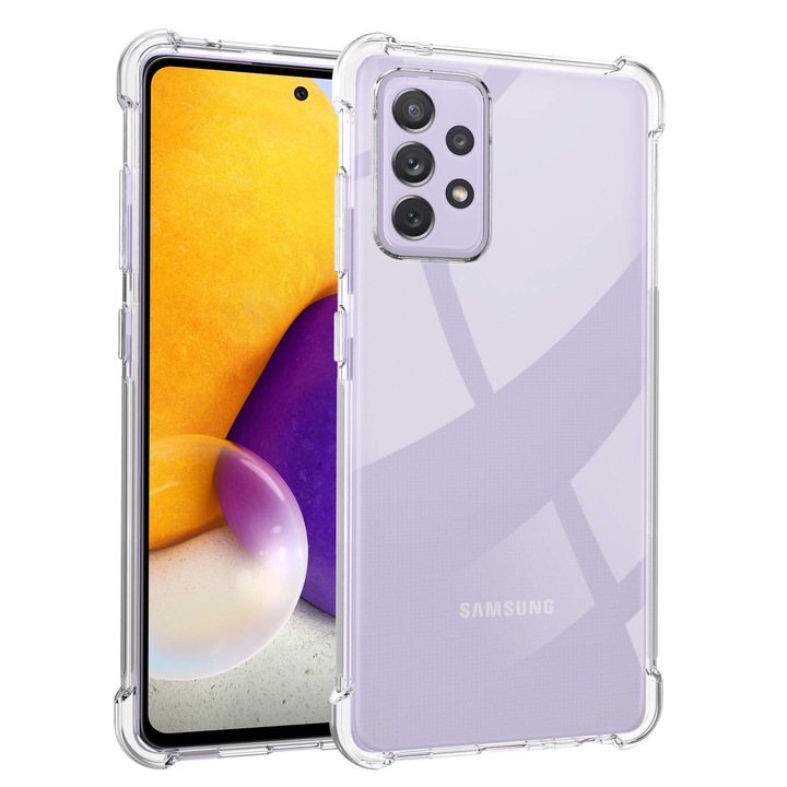 Калъф за Samsung A72 DaDen®, Antishock, Ultra Protection, Corner protection, Antishock, Удароустойчив, Прозрачен