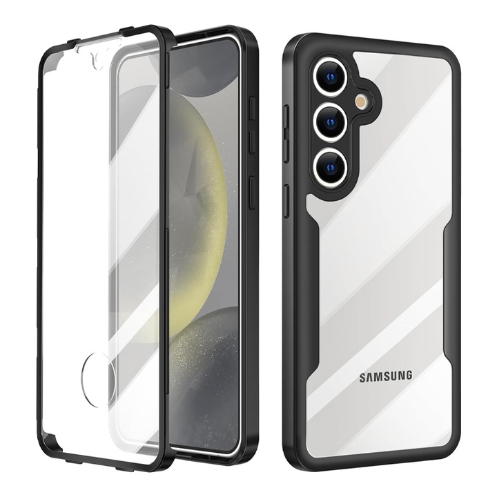Husa de protectie 360° compatibila cu Samsung Galaxy S23 FE, Full Protection, Rezistenta la socuri, Protectie camera, Negru