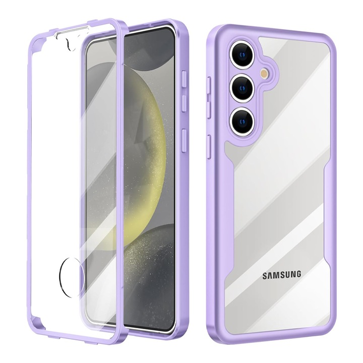 Husa de protectie 360° compatibila cu Samsung Galaxy A54, Full Protection, Rezistenta la socuri, Protectie camera, Mov