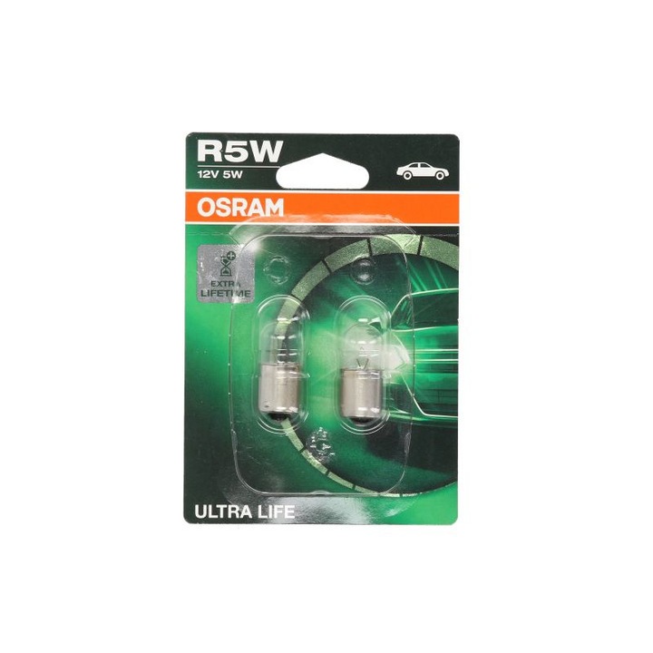 Set 2 bucati bec R5W 12V 5W, BA15S OSRAM