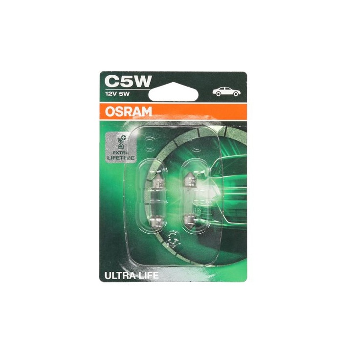 Set 2 bucati bec C5W 12V 5W, SV8, 5-8 OSRAM
