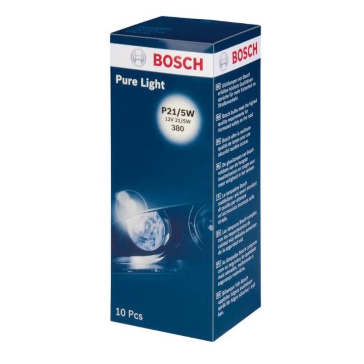Set 10 bucati bec P21/5W 12V 5/21W, BAY15D BOSCH