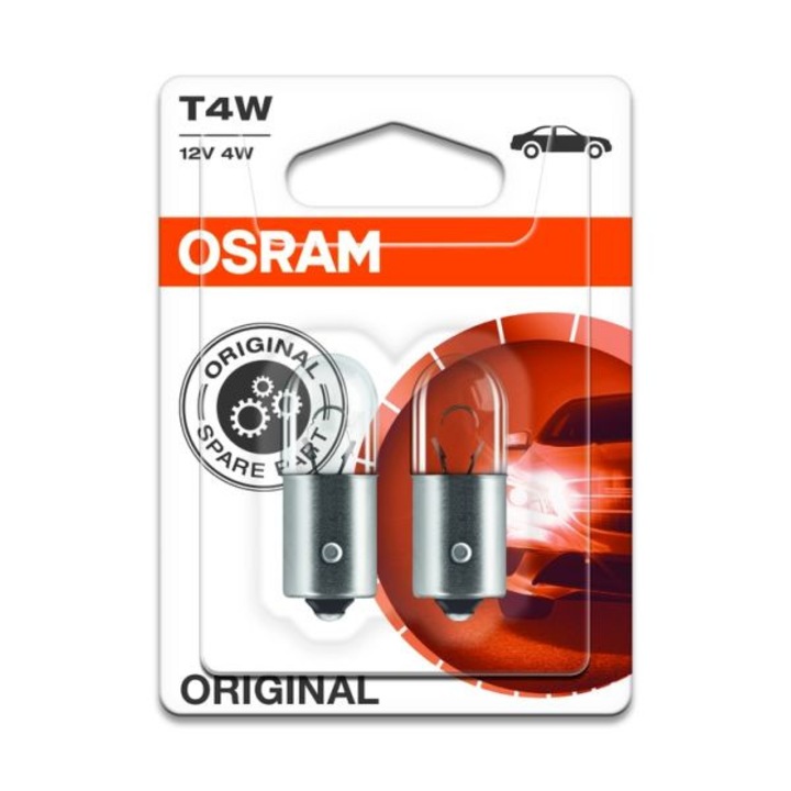 Комплект 2 крушки T4W 12V 4W, BA9S OSRAM