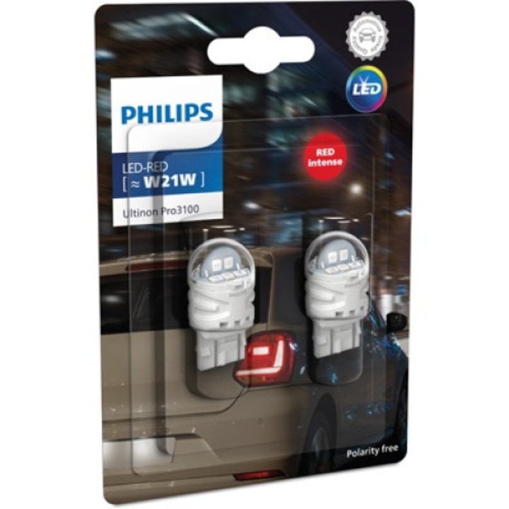 Set 2 bucati bec W21W 12V 2, 2W W3X16D PHILIPS