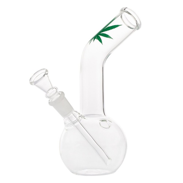 Bong colectia Amsterdam Leaf, sticla, inaltime 17cm, 24mm deschidere, 1Kg