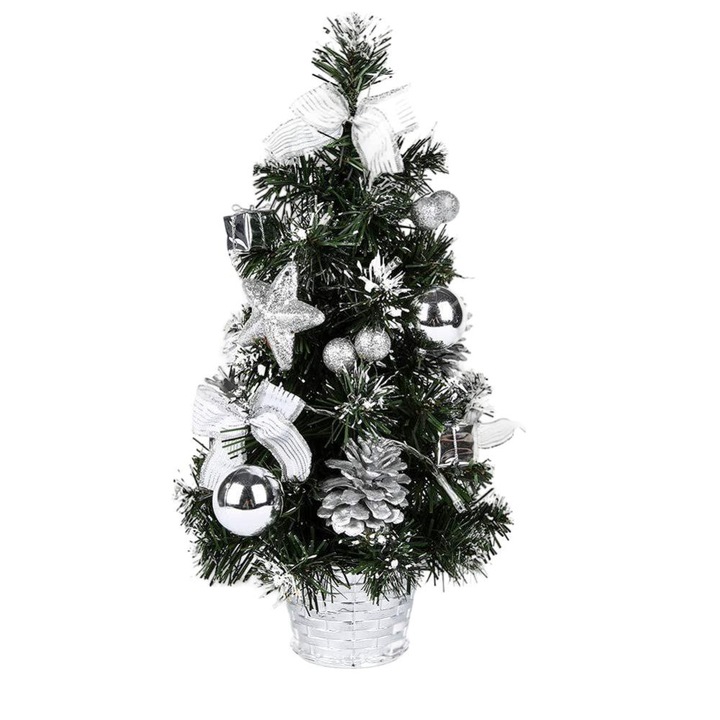QttvbTna világító mini karácsonyfa készlet, kúpokkal és díszekkel, 40 cm