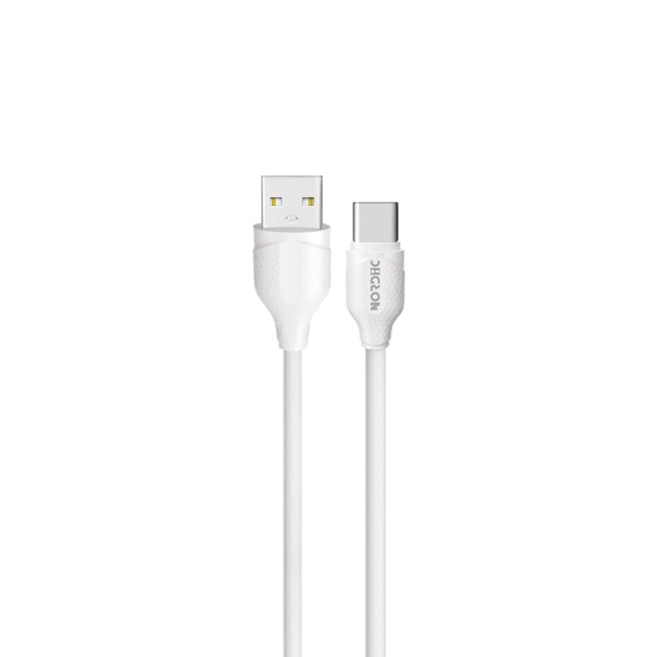 Cablu de date si incarcare NORDIC, USB la Type-C, 2.1A, 2m, alb