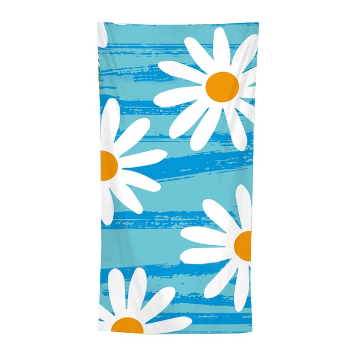 Плажна хавлия, ZJZ, 75x150см, микрофибър, маргаритка, грамаж 280, многоцветна