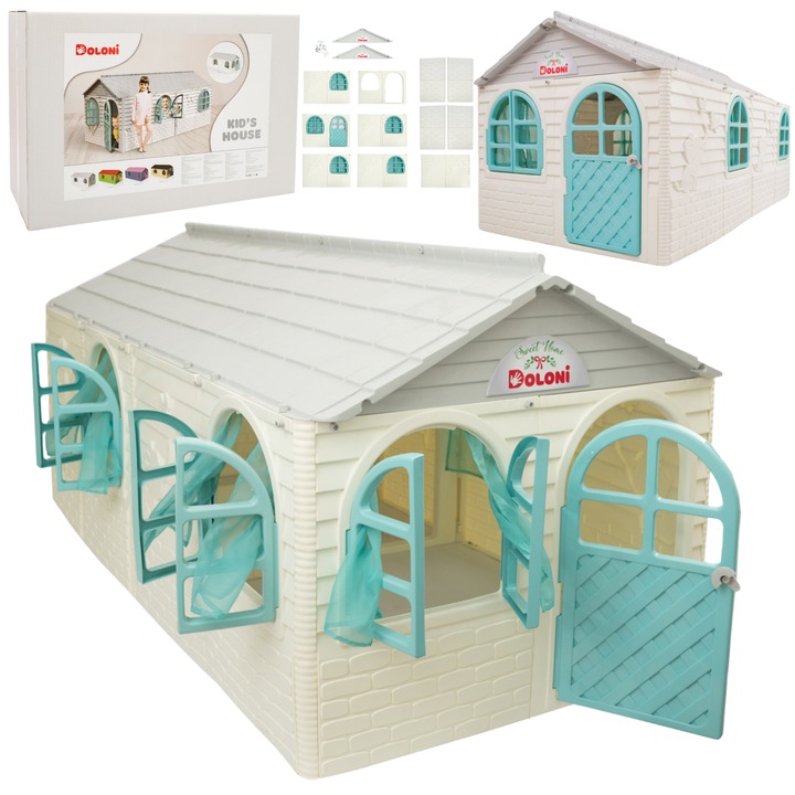 Casuta pentru copii Doloni, constructie solida, 120x256x129cm
