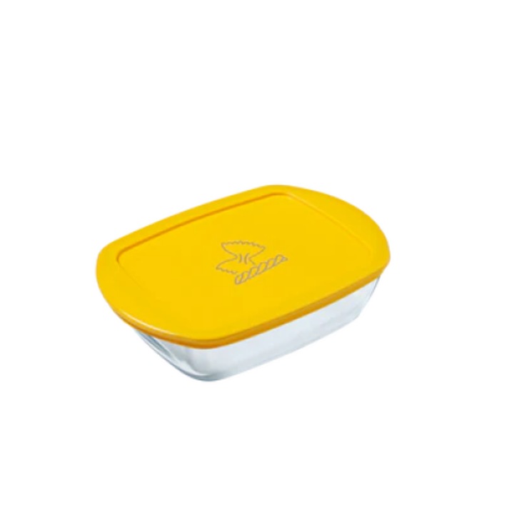 Vas dreptunghiular, cu capac, sticla termorezistenta, 1.2 l, 18x13x6 cm, Cook&Store, Pyrex - 3426470297608