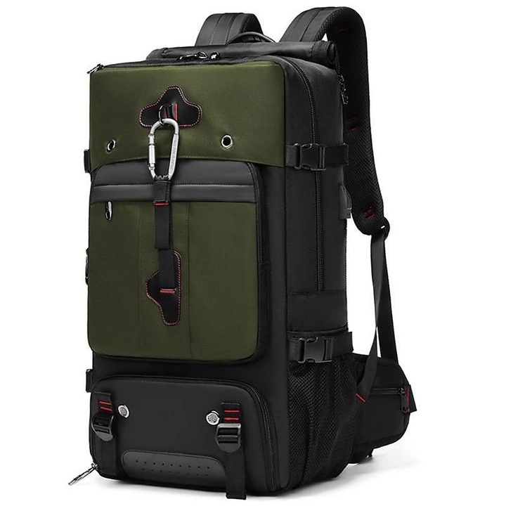 Rucsac laptop 15.6", impermeabil, expandabil, pentru excursii sau sport, cu spatiu pentru incaltaminte, Escalate, 31x18x58 cm, Verde