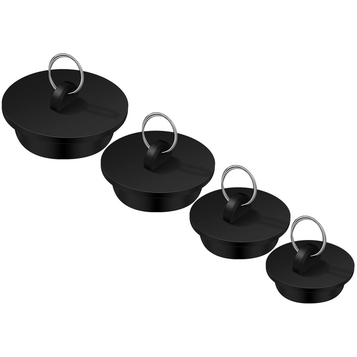 Set dopuri chiuveta, MWAOWM, cauciuc, negru, 4 dimensiuni