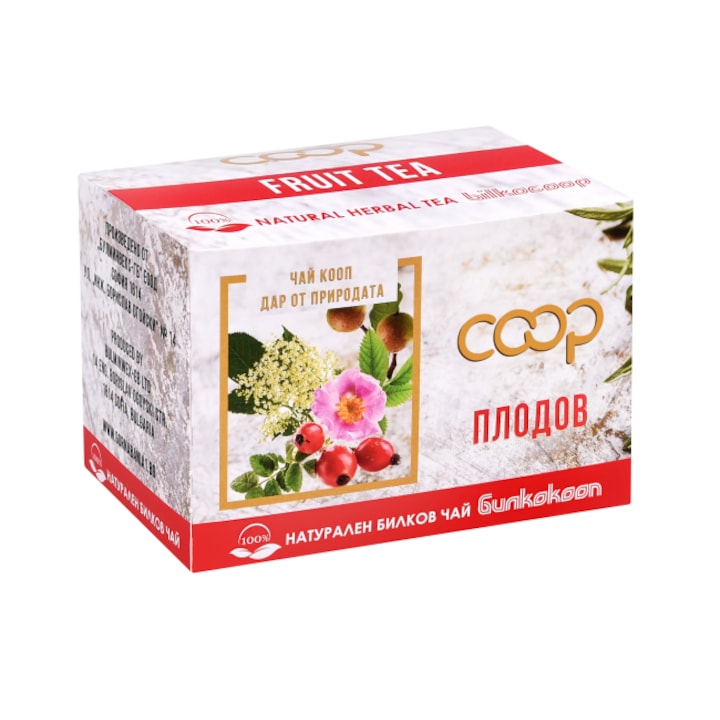Натурален билков чай Coop, Черен бъз, Шипка, Плод киселица