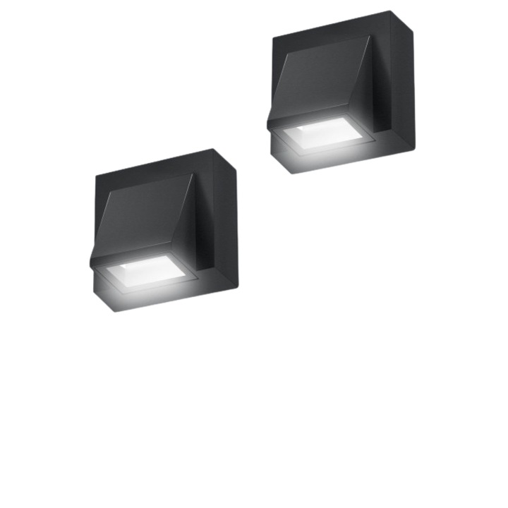 2 db falikar készlet, 5 W, LED, beltéri/kültéri, 6500 K, IP65 vízálló, fekete, E energiaosztály, Comely