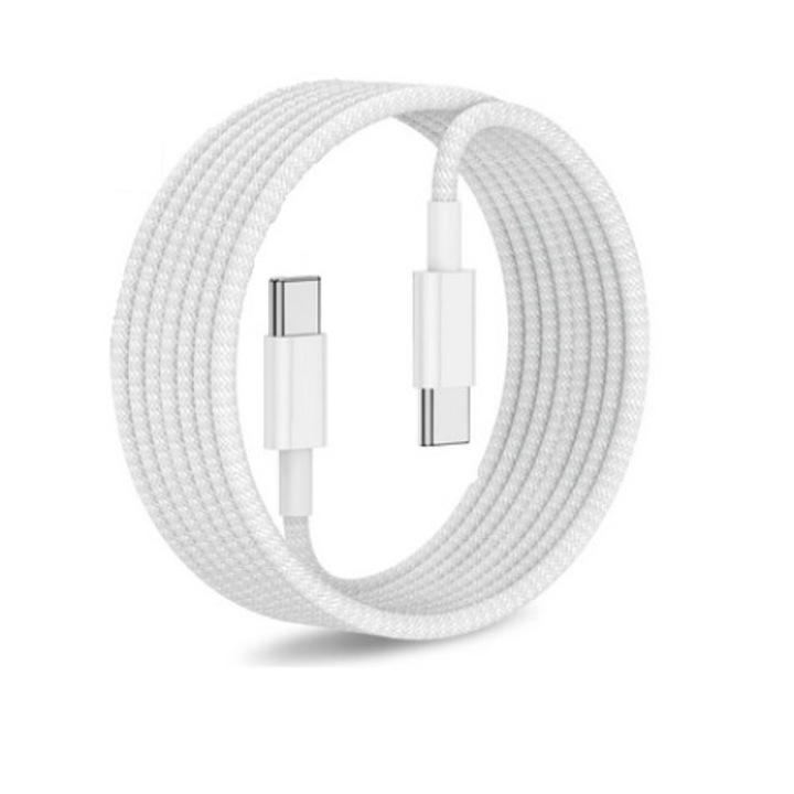 Кабел за данни / зареждане DAO® съвместим Iphone 15, 16 series, Type C, max 60W, бял плат, 1 метър