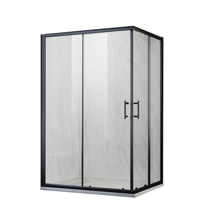 Cabina de dus, Cadru negru, 120x100x195 cm