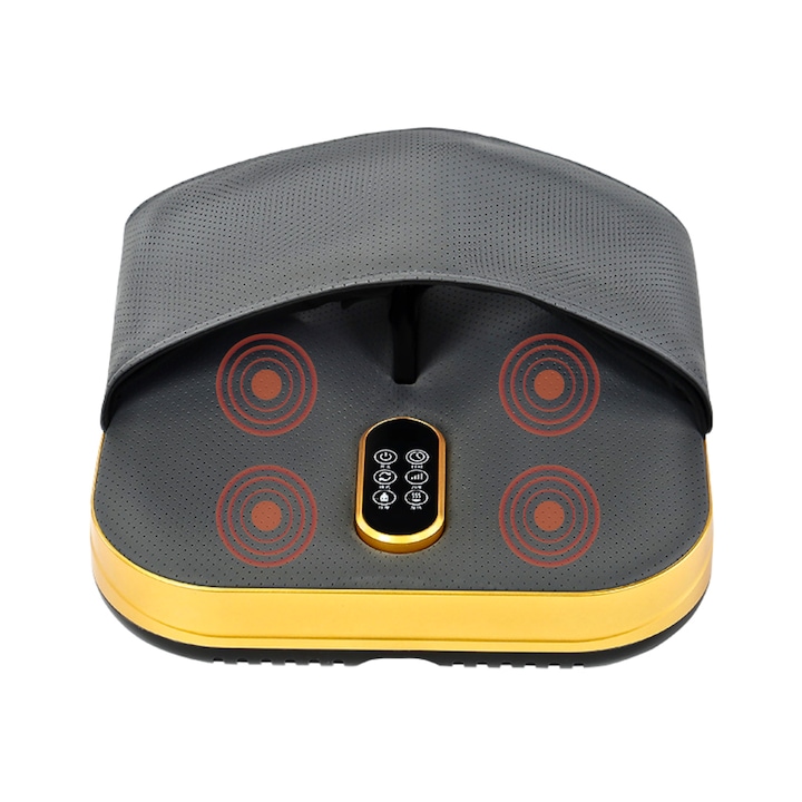 Aparat Masaj Picioare QUAL BRAND®, Aparat pentru Masaj de relaxare si terapie, 9 Trepte de viteze si 3 moduri de masaj, Putere 50 W, Masaj cu caldura pe 2 nivele, Presopunctura, Masaj prin framantare, Masaj prin vibratii, Design deschis, Gri