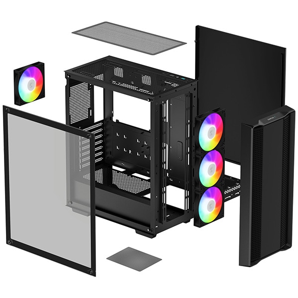 Carcasa DeepCool CC560 ARGB V2, Mid-Tower, fara sursa, ATX negru