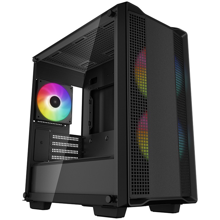 Компютърна кутия DeepCool CC360 ARGB, Mid-Tower, Без захранване, Черен mATX