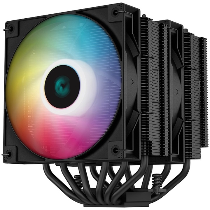 Охладител за процесор, DeepCool AG620 BK ARGB, CPU Air Cooler, 2x120mm ARGB PWM Fan, TDP 260W, 6 Heatpipes, Intel, AMD