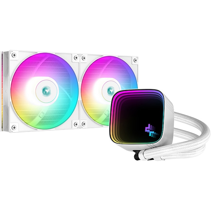 Охладител за процесор DeepCool LS520 SE WH, 240 мм, С течност, Intel/ AMD, RGB осветление