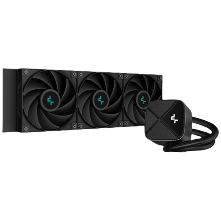 Охладител за процесор DeepCool LS720S Zero Dark, 360 мм, С течност, Intel/AMD, Бяло осветление