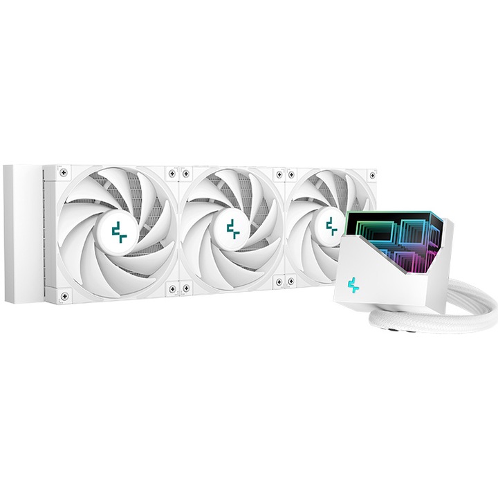 Охладител за процесор DeepCool LT720 WH, 360 мм, С течност, Intel/ AMD, RGB осветление