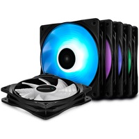 Set 5 ventilatoare DeepCool RF120, 120mm, 1500 rpm, iluminare RGB