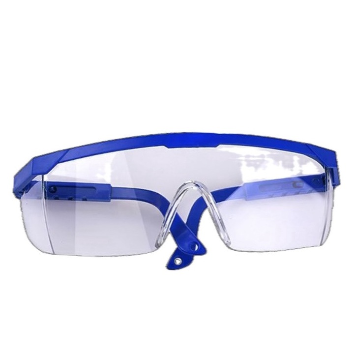 Ochelari protectie industriala, lentile transparente, rama albastra, ajustabili