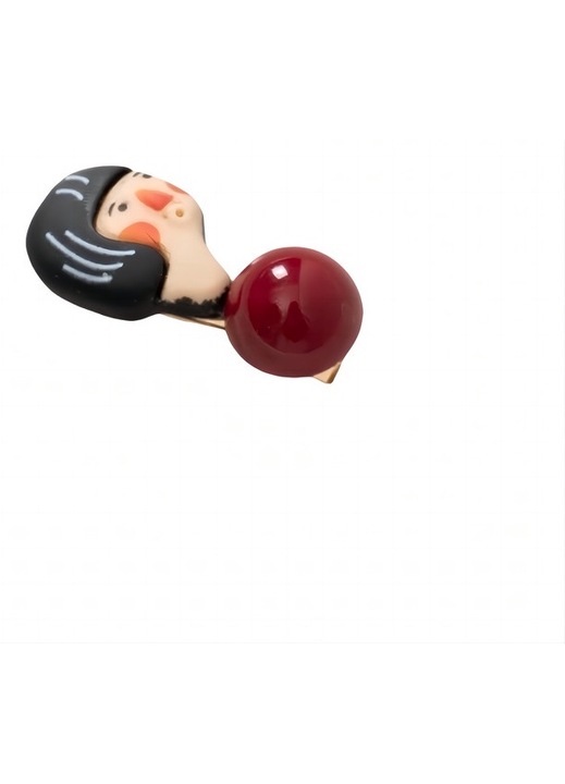 Rajzfilm hajcsat, gyanta, 2cm x 3,5cm, fekete, piros gyöngyös