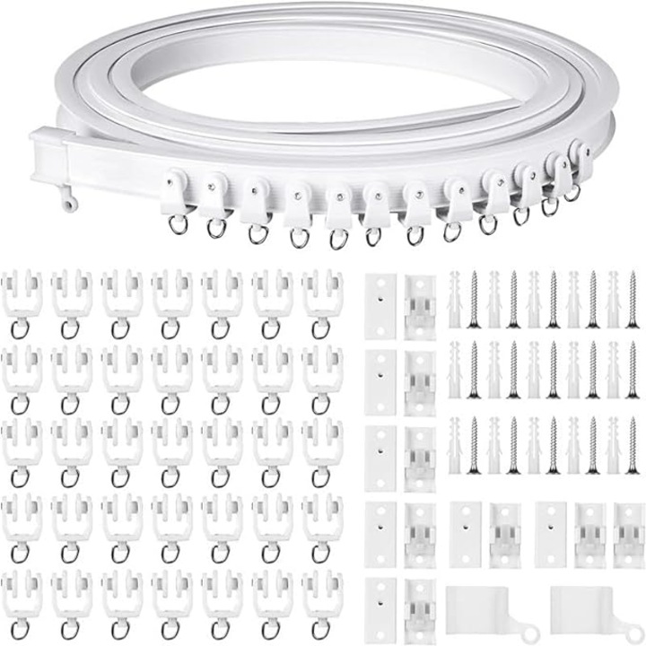 Комплект корнизи, 3M, извити, 3m, Бял цвят